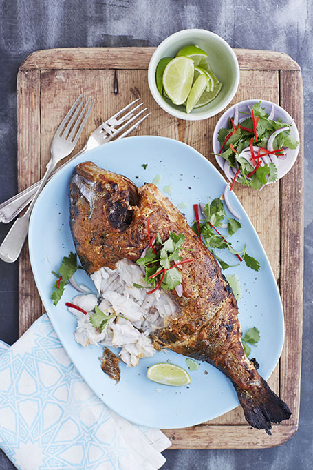 Tandoori-style barbecue sea bream/snapper