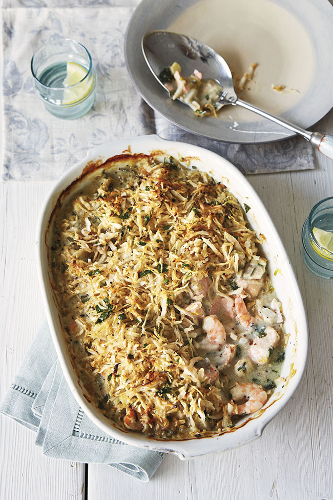 Fish pie with celeriac rosti topping