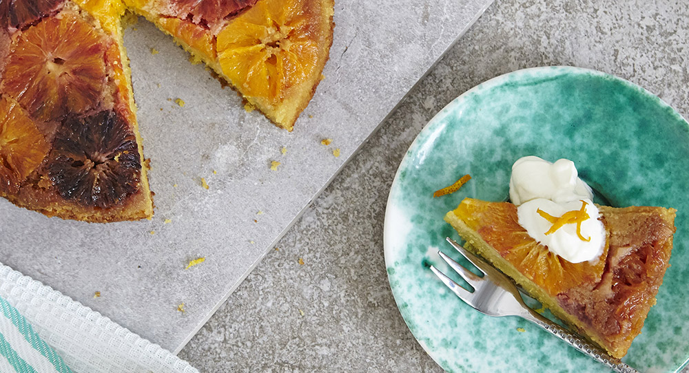 Gluten-free blood orange polenta cake