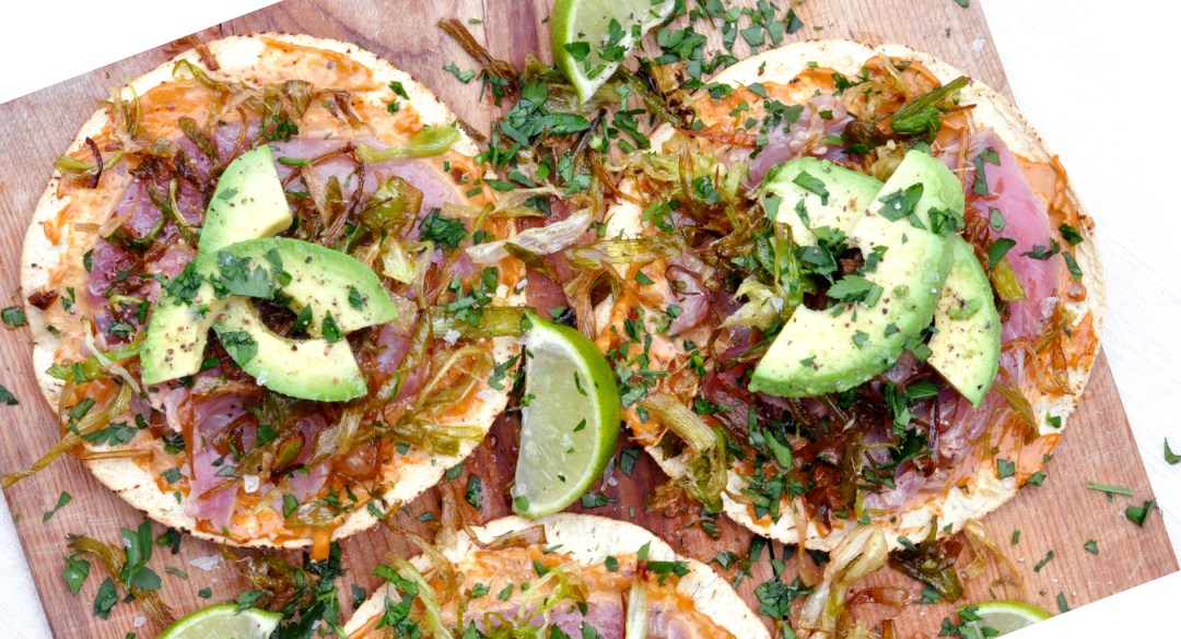 Tuna tostadas with a chilli mayo kick